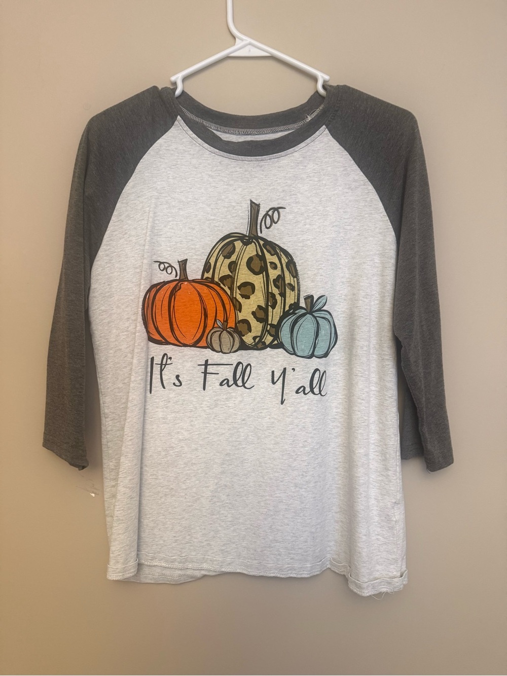 Women’s  Fall Graphic Raglan Shirt - Gray Sleeves